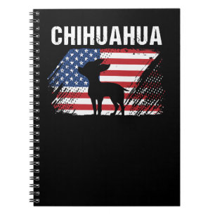 Chihuahua Dog American Flag Retro Dog Silhouette C Notitieboek