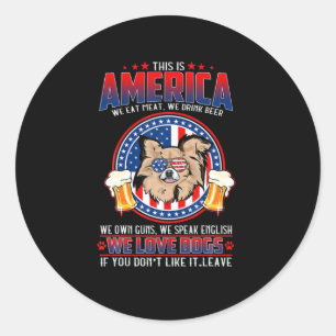 Chihuahua Dog, Amerika 4 juli Ronde Sticker