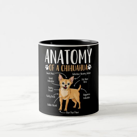 Chihuahua Dog Anatomy Tweekleurige Koffiemok (Center)