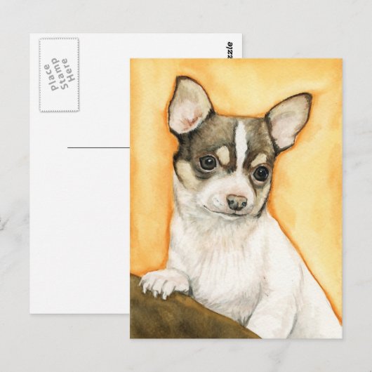 "Chihuahua" Dog Art Briefkaart (Voorkant / Achterkant)