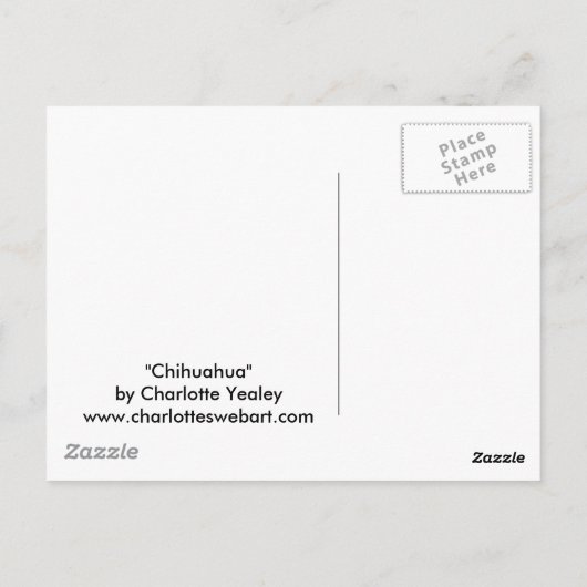 "Chihuahua" Dog Art Briefkaart (Achterkant)