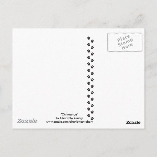 "Chihuahua" Dog Art Briefkaart (Achterkant)