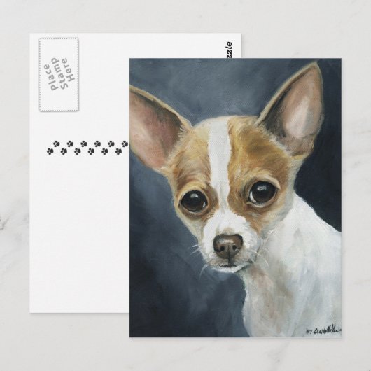 "Chihuahua" Dog Art Briefkaart (Voorkant / Achterkant)