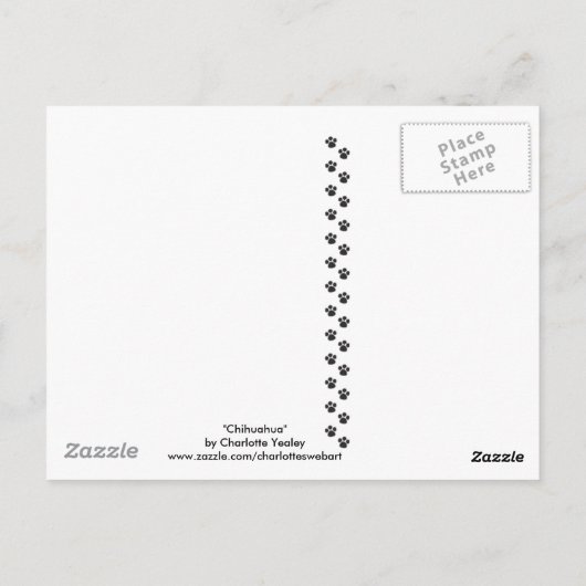 "Chihuahua" Dog Art Briefkaart (Achterkant)