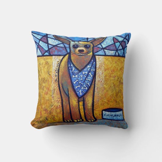 Chihuahua Dog Art - Contemporary Cubist Throw Pill Kussen (Voorkant)