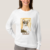 "Chihuahua" Dog Art Damas Lond Sleeve Shirt (Voorkant)
