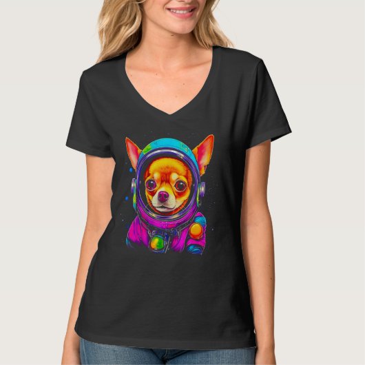 Chihuahua Dog Astronaut in Space T-shirt (Voorkant)