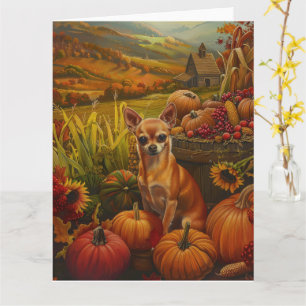 Chihuahua Dog Autumn Harvest Thanksgiving Kaart
