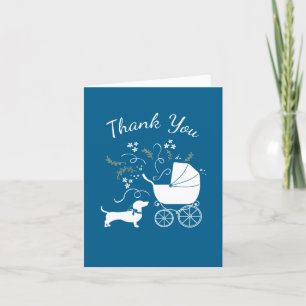 Chihuahua Dog Baby shower Blue Boy Bedankkaart
