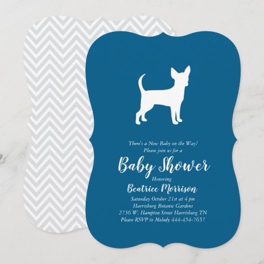 Chihuahua Dog Baby shower Blue Boy Kaart (Voorkant / Achterkant)