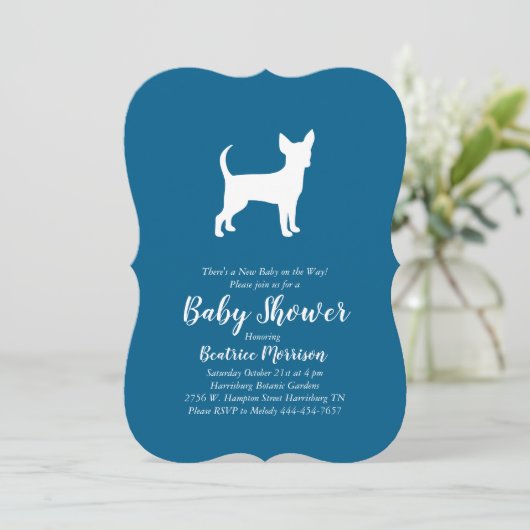 Chihuahua Dog Baby shower Blue Boy Kaart (Staand voorkant)