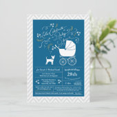 Chihuahua Dog Baby shower Blue Boy Kaart (Staand voorkant)
