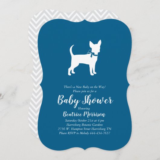 Chihuahua Dog Baby shower Blue Boy Kaart (Voorkant / Achterkant)