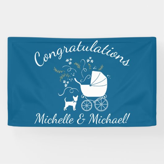 Chihuahua Dog Baby shower Blue Boy Spandoek (Horizontaal)