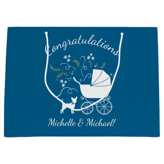 Chihuahua Dog Baby shower Groot Cadeauzakje (Voorkant)