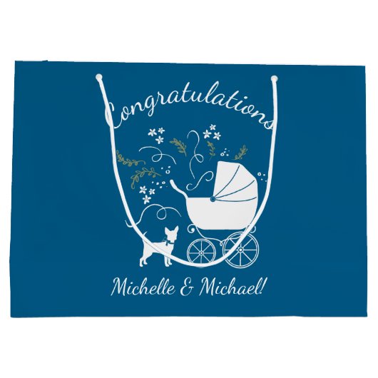 Chihuahua Dog Baby shower Groot Cadeauzakje (Achterkant)