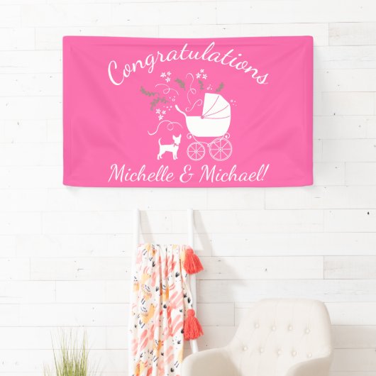 Chihuahua Dog Baby shower Pink Girl Spandoek (Insitu)