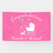 Chihuahua Dog Baby shower Pink Girl Spandoek (Horizontaal)