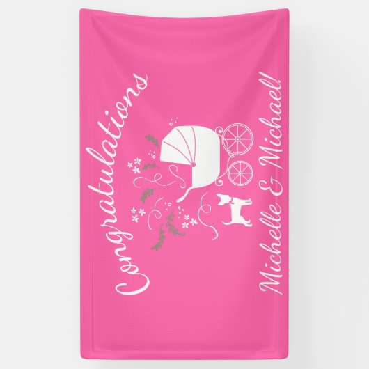 Chihuahua Dog Baby shower Pink Girl Spandoek (Verticaal)