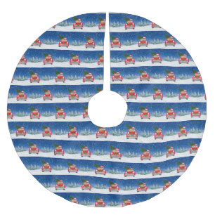 Chihuahua Dog bestuurt auto met sneeuwkerst Kerstboom Rok