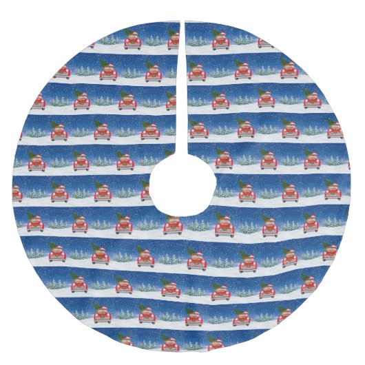 Chihuahua Dog bestuurt auto met sneeuwkerst Kerstboom Rok (Voorkant)