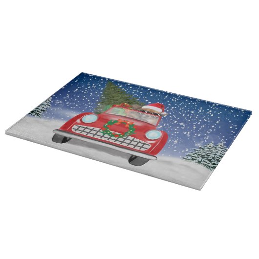 Chihuahua Dog bestuurt auto met sneeuwkerst Snijplank (Hoek)