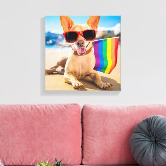 Chihuahua Dog bij het strand Canvas Afdruk (Insitu (Woonkamer))