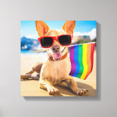 Chihuahua Dog bij het strand Canvas Afdruk (Voorkant)