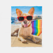 Chihuahua Dog bij het strand Fleece Deken (Voorkant)