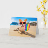 Chihuahua Dog bij het strand Kaart (Gele Bloem)