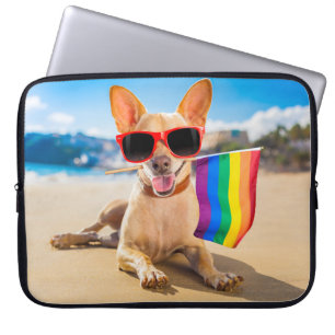 Chihuahua Dog bij het strand Laptop Sleeve