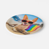 Chihuahua Dog bij het strand Papieren Bordje (Gekanteld)