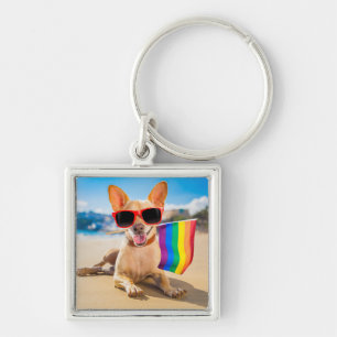 Chihuahua Dog bij het strand Sleutelhanger