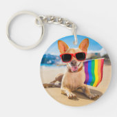 Chihuahua Dog bij het strand Sleutelhanger (Voorkant)
