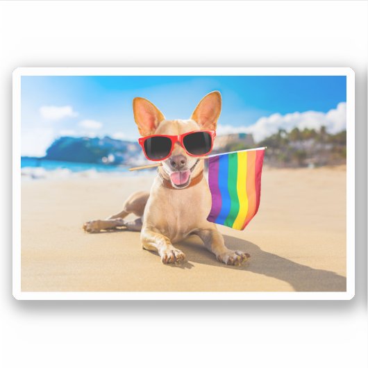 Chihuahua Dog bij het strand Sticker (Voorkant)