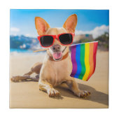 Chihuahua Dog bij het strand Tegeltje (Voorkant)