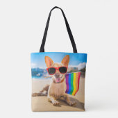 Chihuahua Dog bij het strand Tote Bag (Achterkant)