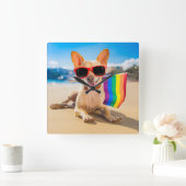 Chihuahua Dog bij het strand Vierkante Klok (Huis)