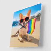 Chihuahua Dog bij het strand Vierkante Klok (Hoek)