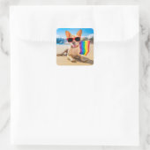 Chihuahua Dog bij het strand Vierkante Sticker (Tas)