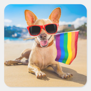 Chihuahua Dog bij het strand Vierkante Sticker