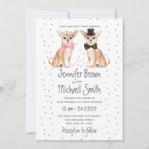 Chihuahua Dog Bride Groom Wedding Kaart