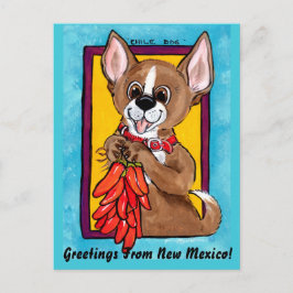 Chihuahua Dog Chili Peppers New Mexico Briefkaart
