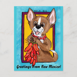 Chihuahua Dog Chili Peppers New Mexico Briefkaart