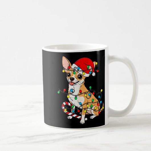 Chihuahua Dog Christmas Lights Santa Xmas Pet Dog Koffiemok (Rechts)