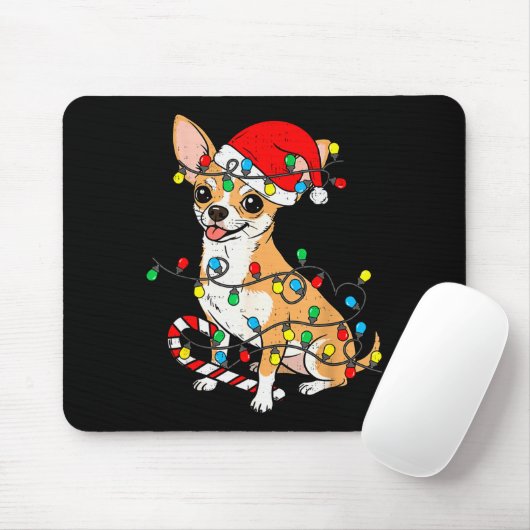 Chihuahua Dog Christmas Lights Santa Xmas Pet Dog Muismat (Met muis)