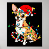 Chihuahua Dog Christmas Lights Santa Xmas Pet Dog  Poster (Voorkant)