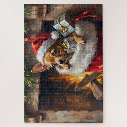 Chihuahua Dog Christmas Stocking Surprise Art Legpuzzel (Verticaal)