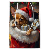 Chihuahua Dog Christmas Stocking Surprise Art Medium Cadeauzakje (Voorkant)