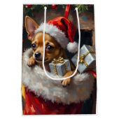 Chihuahua Dog Christmas Stocking Surprise Art Medium Cadeauzakje (Achterkant)